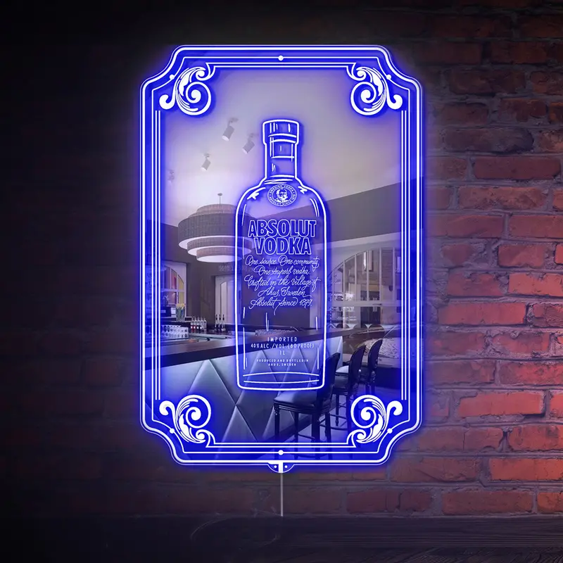 Absolut Vodka Rgb Led Neon Sign With Elegant Mirror Backing 1
