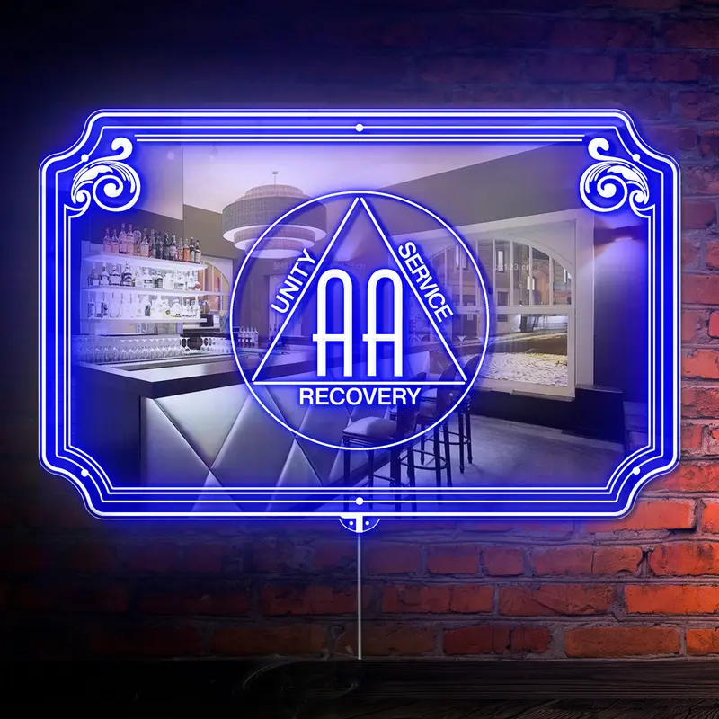 Alcoholics Anonymous  Rgb Led Neon Sign With Elegant Mirror Backing 1