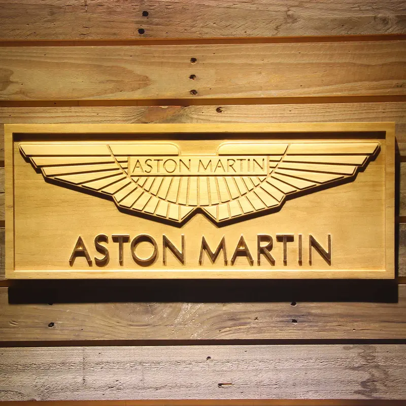 Aston Martin 3D Solid Wooden Craving Sign 1