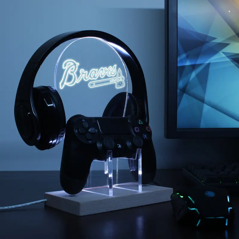 Atlanta Braves Led Gaming Headset Controller Stand 1