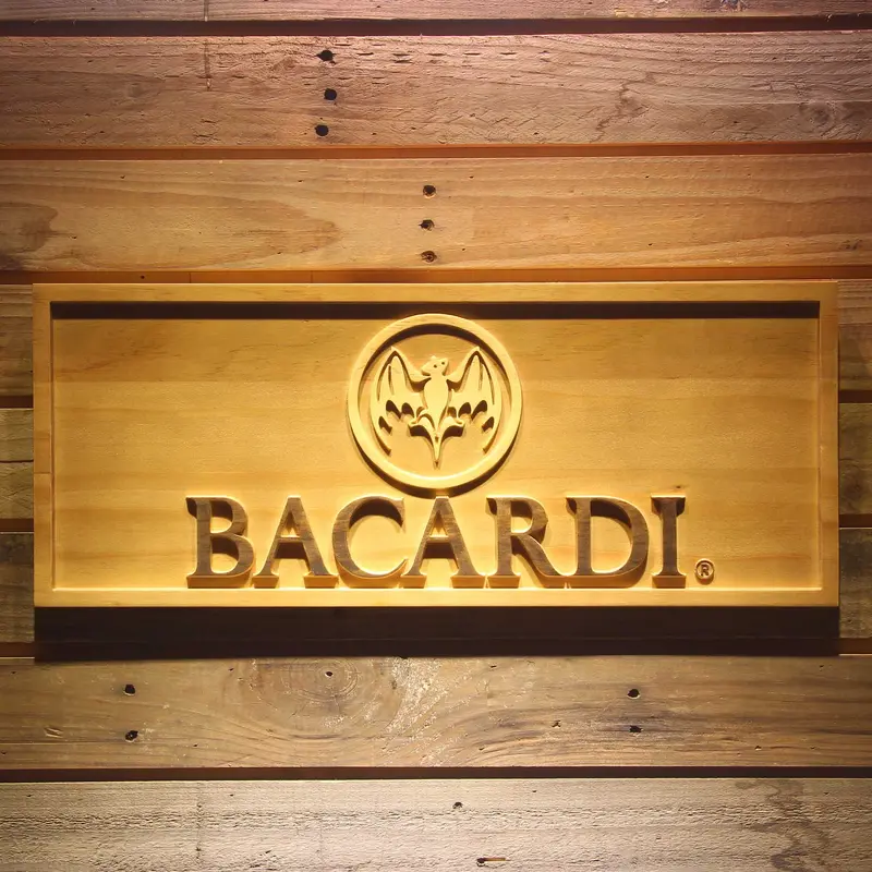 Bacardi 3D Solid Wooden Craving Sign 1