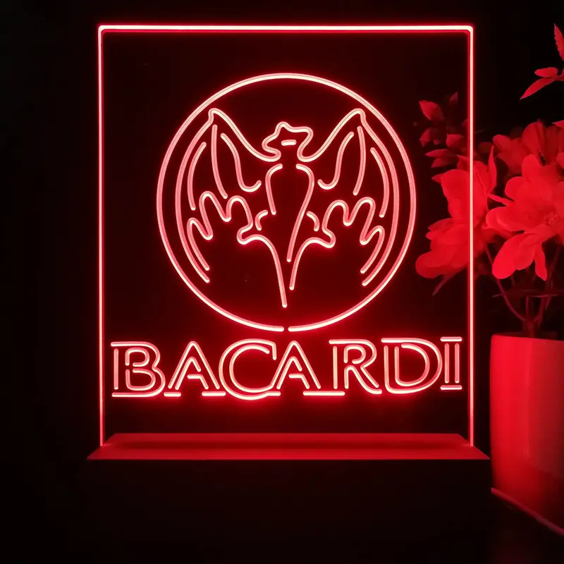 Bacardi Bat Man Cave 3D Illusion Night Light Desk Lamp 1