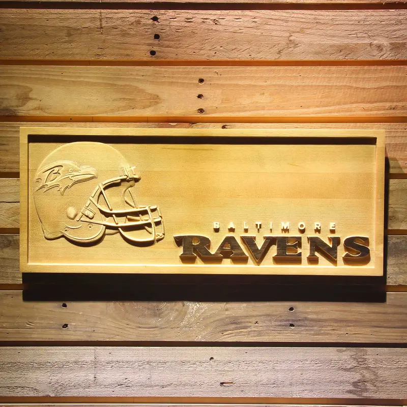 Baltimore Ravens 3D Solid Wooden Craving Sign 1