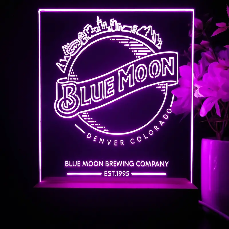 Blue Moon Skyline Night Light Neon Pub Bar Lamp 1