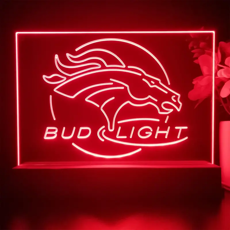 Broncos Denver Bud Light 3D Illusion Night Light Desk Lamp 1