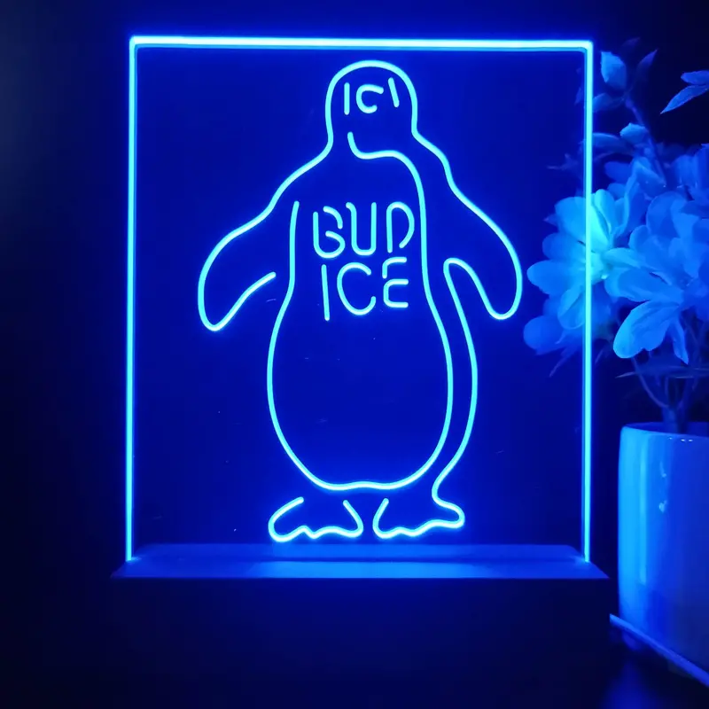 Bud Ice Penguin Beer Night Light Neon Pub Bar Lamp 1