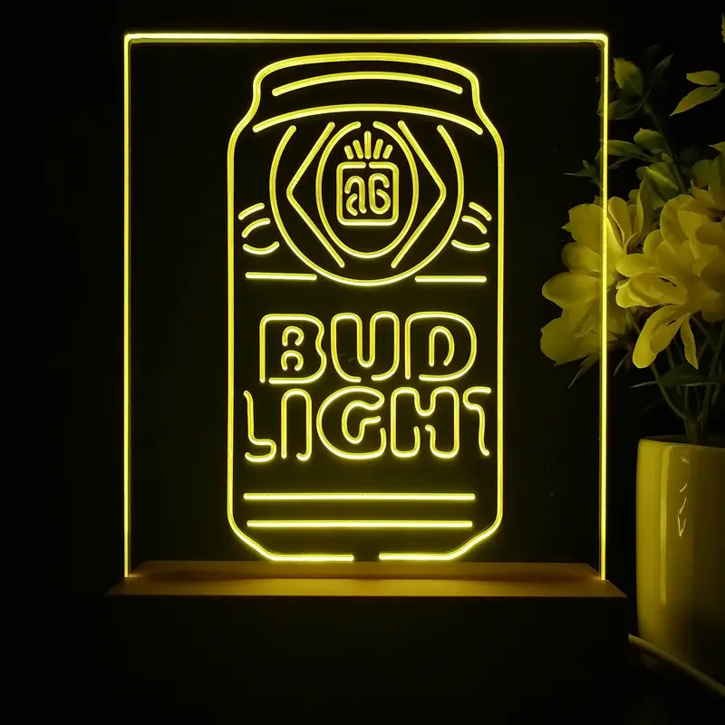 Bud Light Bottle Vertical Beer Night Light Neon Pub Bar Lamp 1