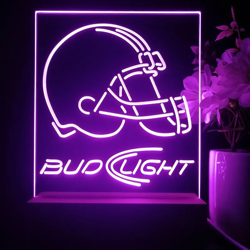 Bud Light Cleveland Browns 3D Illusion Night Light Desk Lamp 1