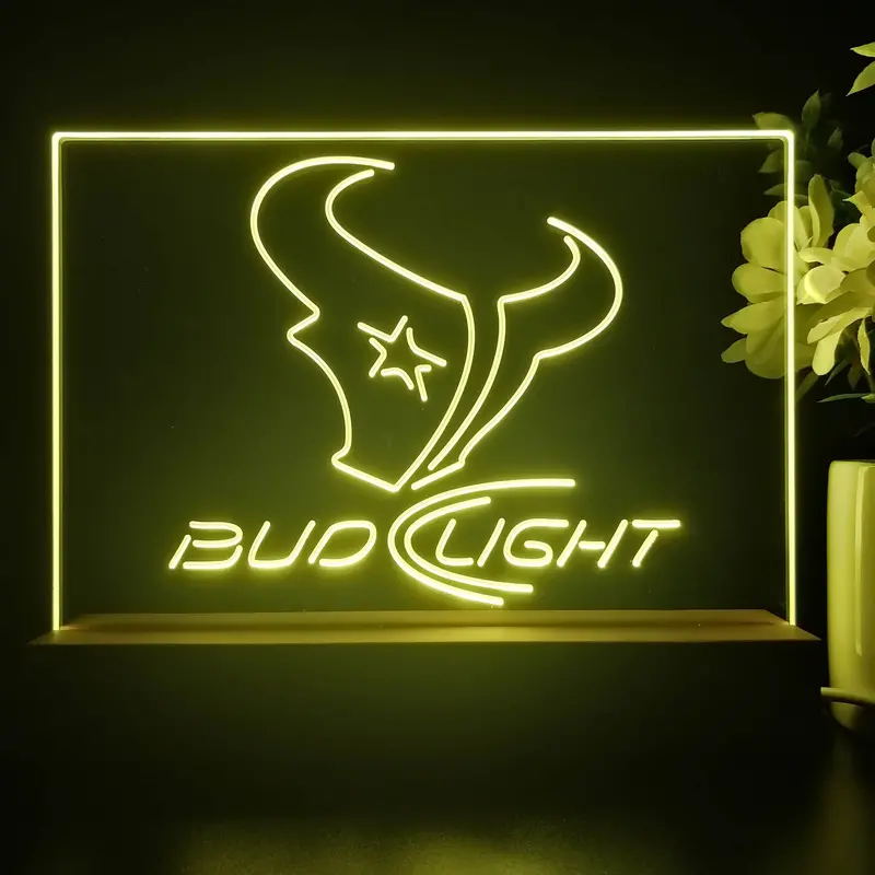 Bud Light Houston Texans Night Light Pub Bar Lamp 1