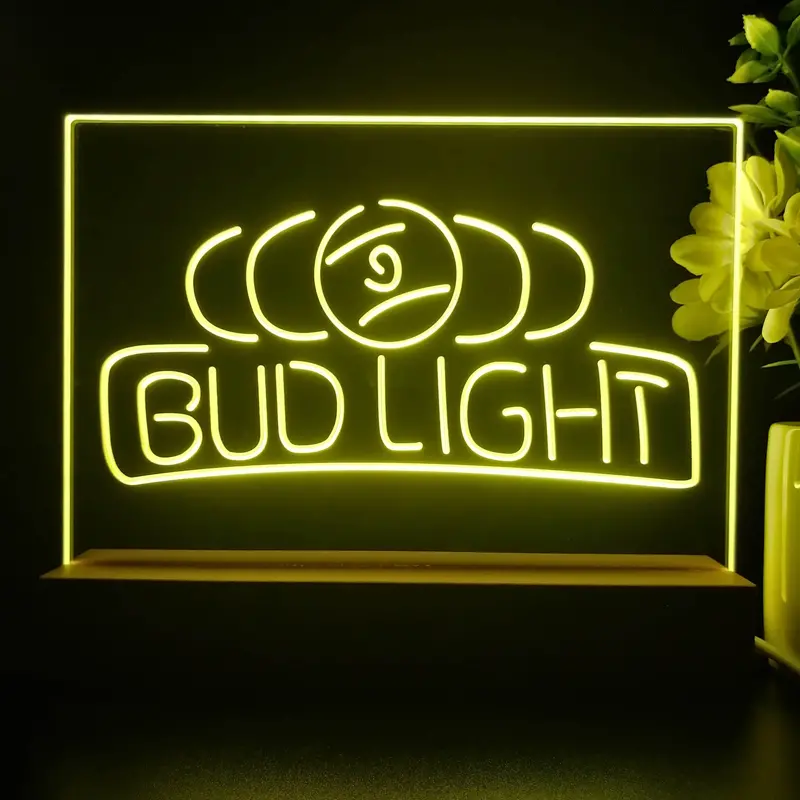 Bud Light Pool Room 9 Ball Snooker Billiard Neon Sign Pub Bar Lamp 1