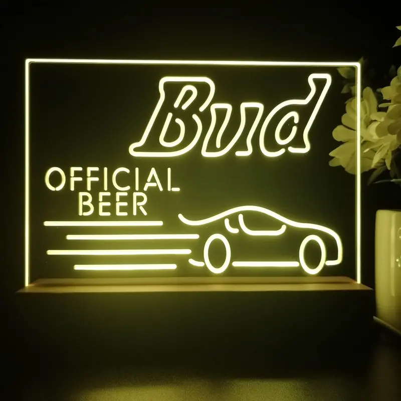 Bud Light Racing Car 3D Illusion Night Light Desk Lamp 1