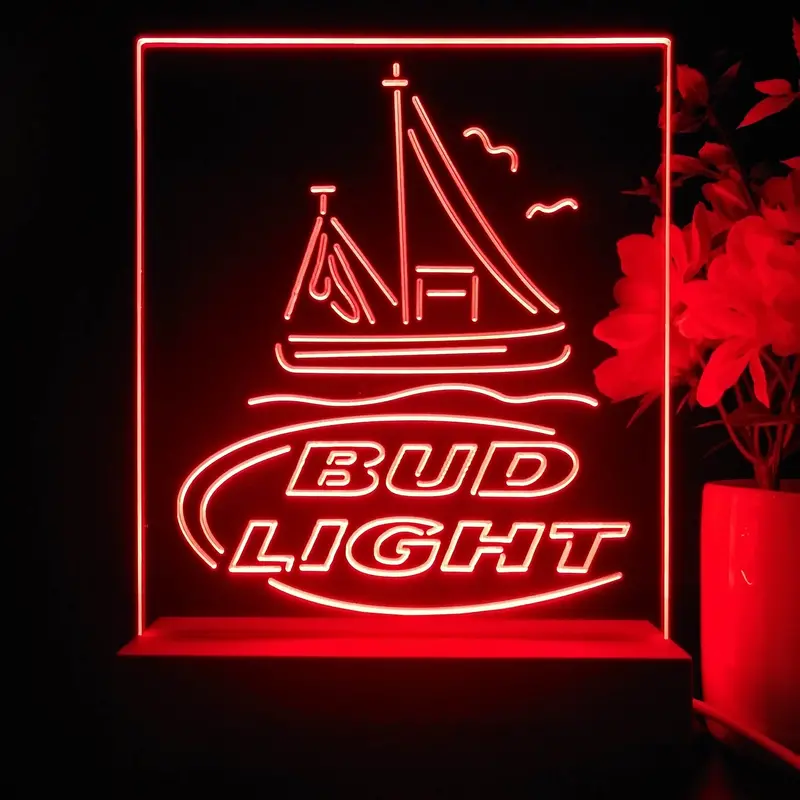 Bud Light Sail Boat Night Light Neon Pub Bar Lamp 1