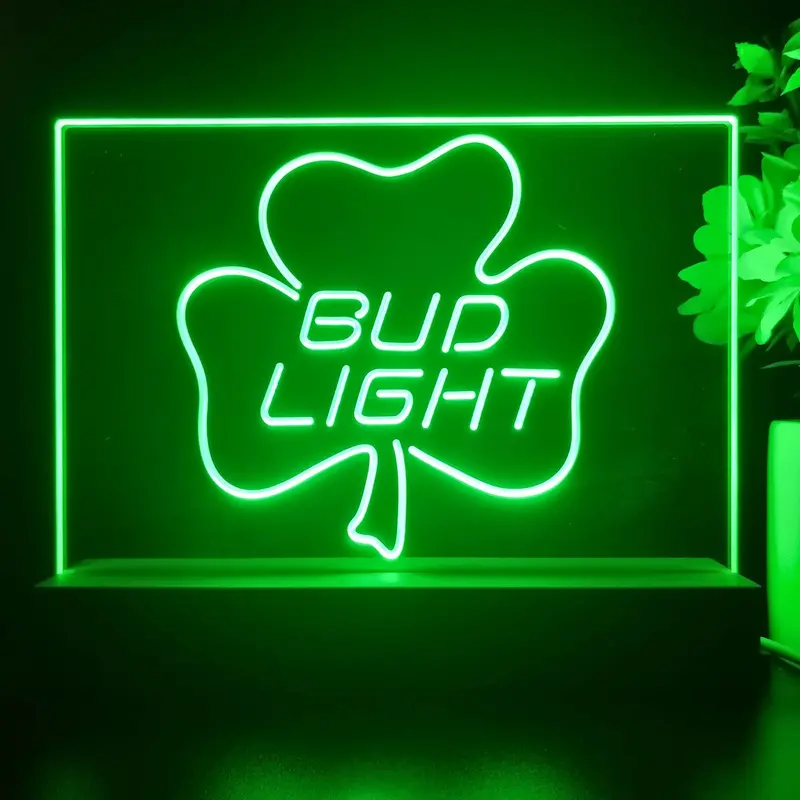 Bud Light Shamrock Beer Neon Sign Pub Bar Lamp 1