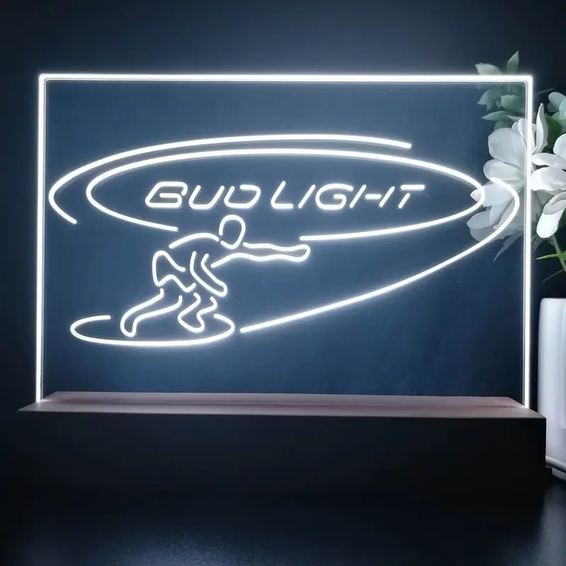 Bud Light Surf Snowboarder Neon Sign Pub Bar Lamp 1