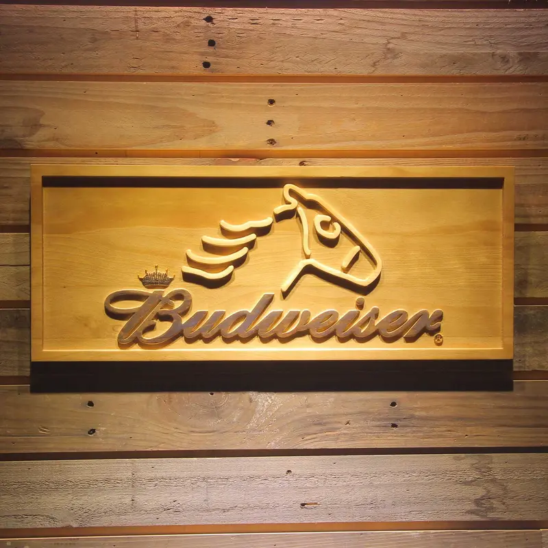 Budweiser 3D Solid Wooden Craving Sign 1