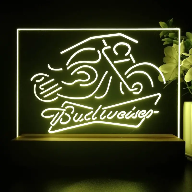 Budweiser Beer Motorcycle Neon Sign Pub Bar Lamp 1