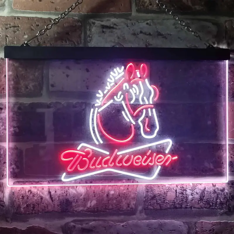 Budweiser Clydesdale Horse Head Home Bar Neon Light Led Sign 1