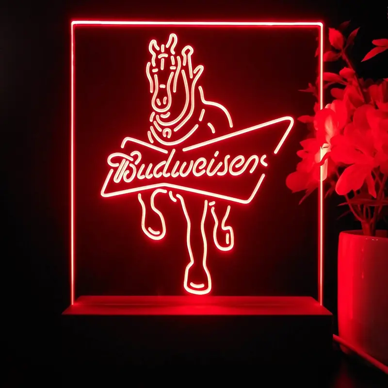 Budweiser Clydesdale Horse Night Light Neon Pub Bar Lamp 1