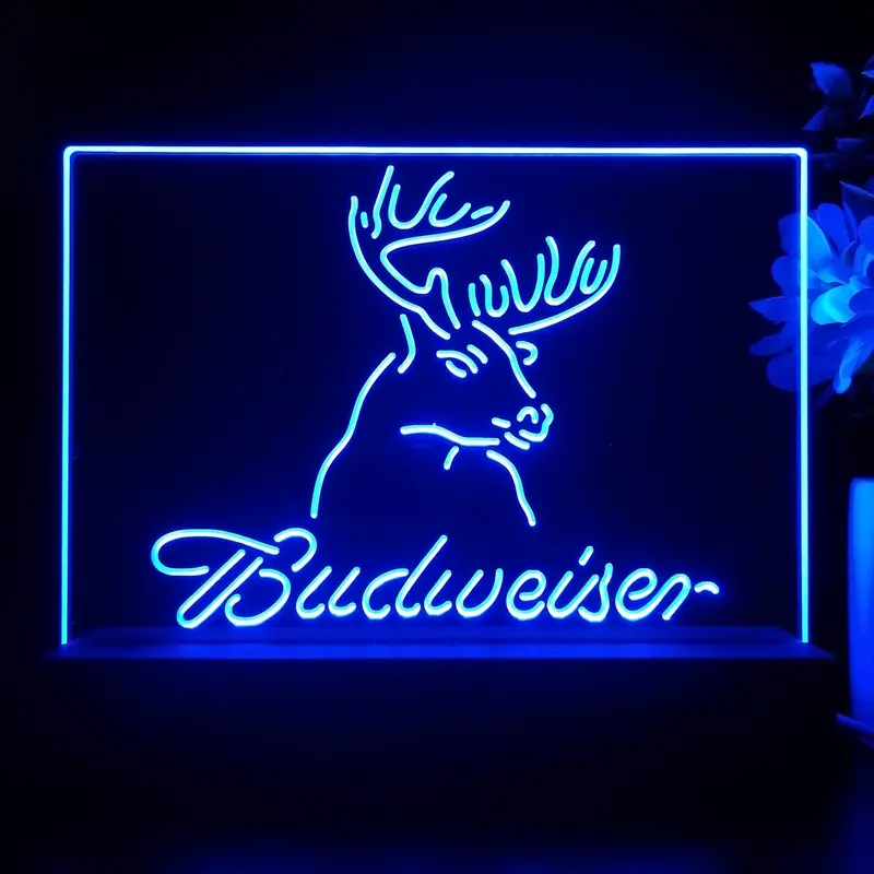 Budweiser Deer Hurt Beer Neon Sign Pub Bar Lamp 1