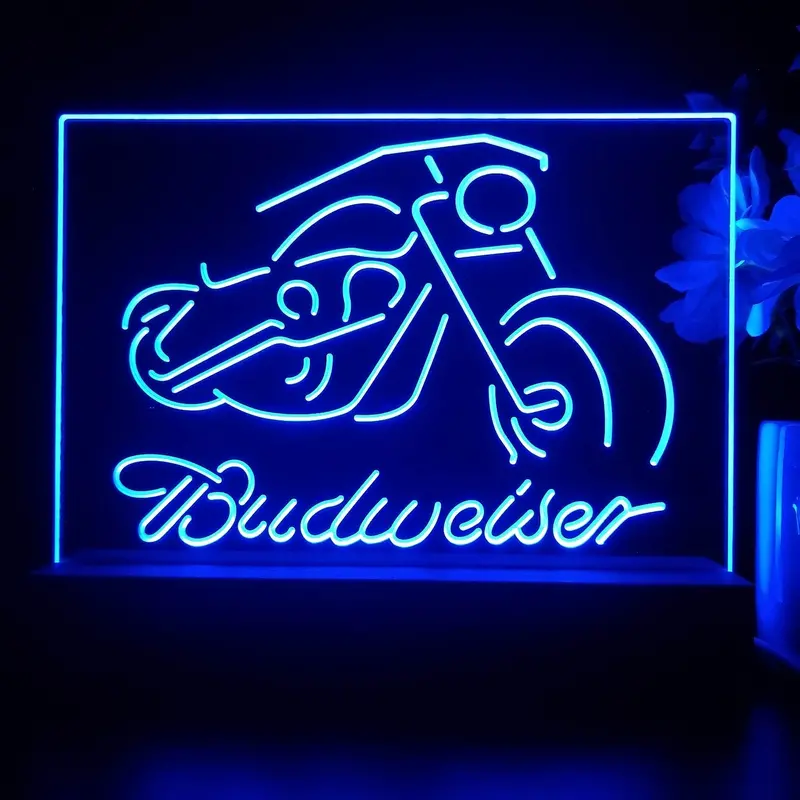 Budweiser Motorcycle Garage Neon Sign Pub Bar Lamp 1