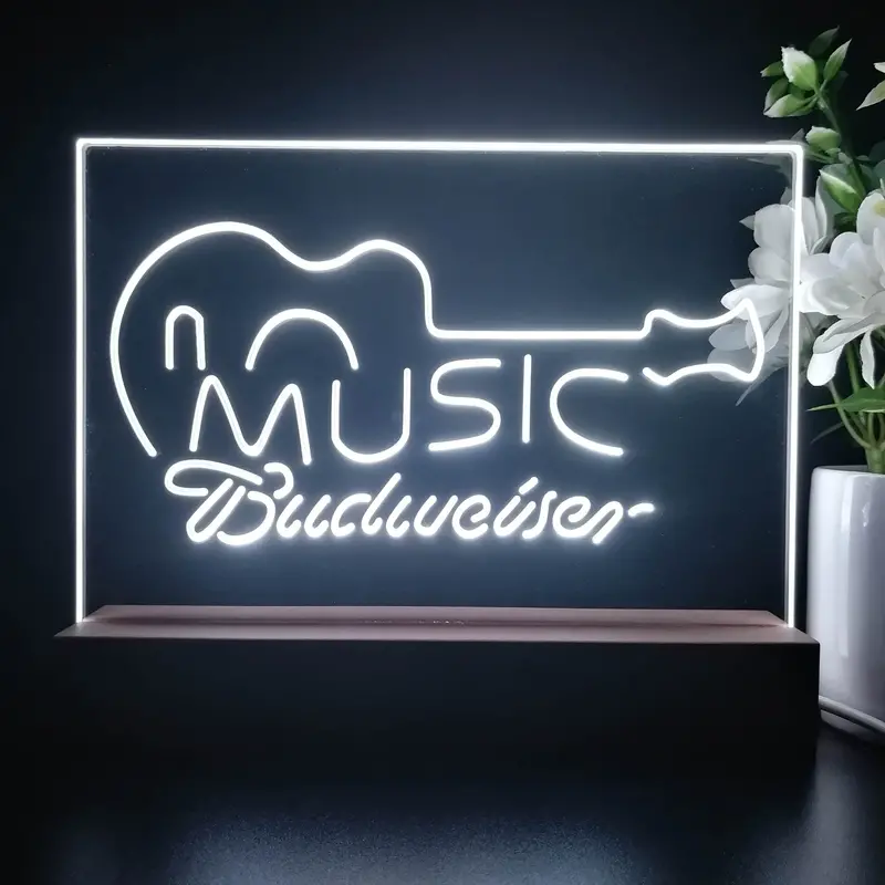 Budweiser Music Guitar Neon Sign Pub Bar Lamp 1