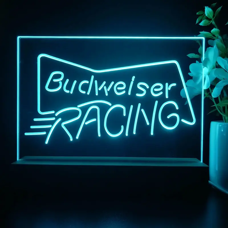 Budweiser Racing Car Neon Sign Pub Bar Lamp 1