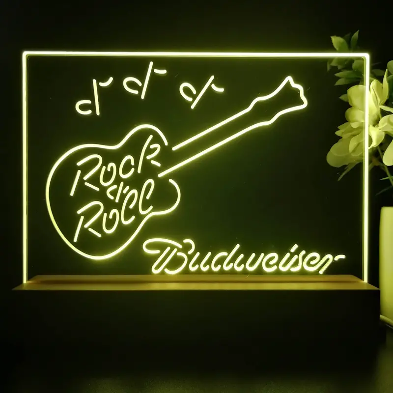 Budweiser Rock N Roll Live Music Neon Sign Pub Bar Lamp 1