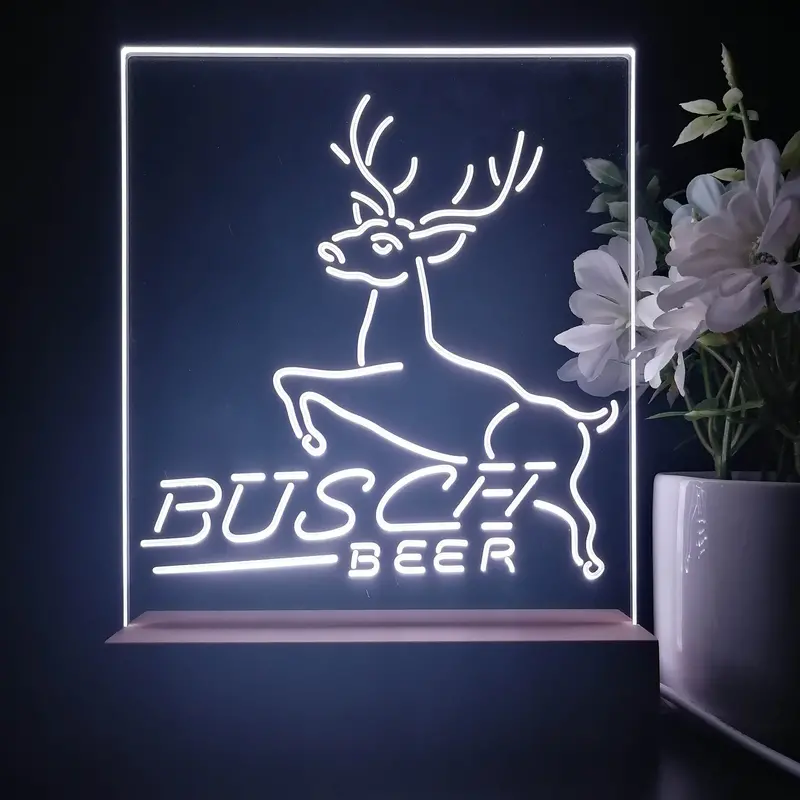 Busch Deer Jump Grassland 3D Illusion Night Light Desk Lamp 1