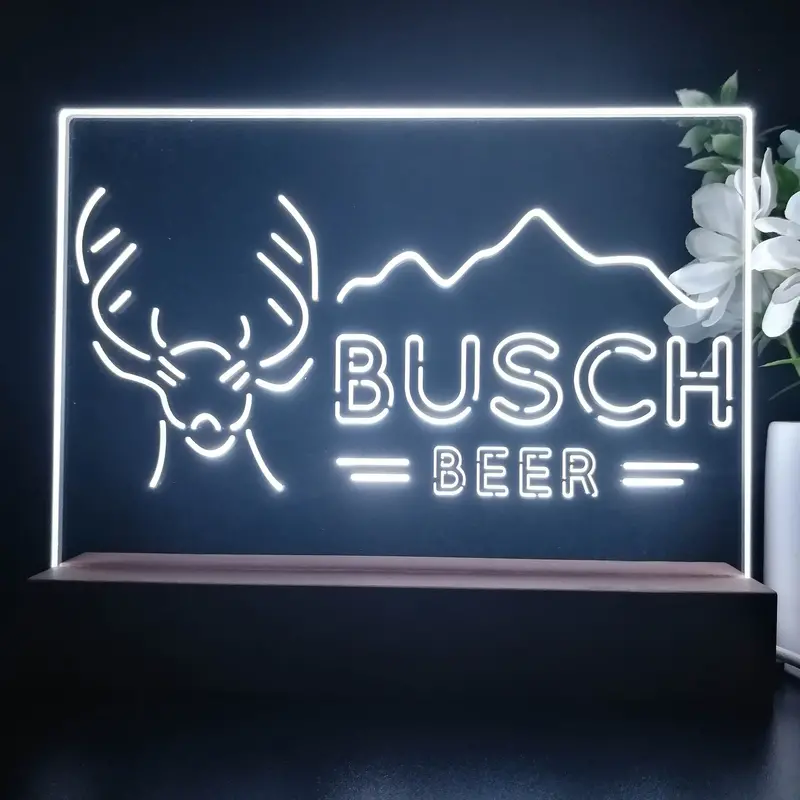 Buschs Beer Deer Mountain Neon Sign Pub Bar Lamp 1
