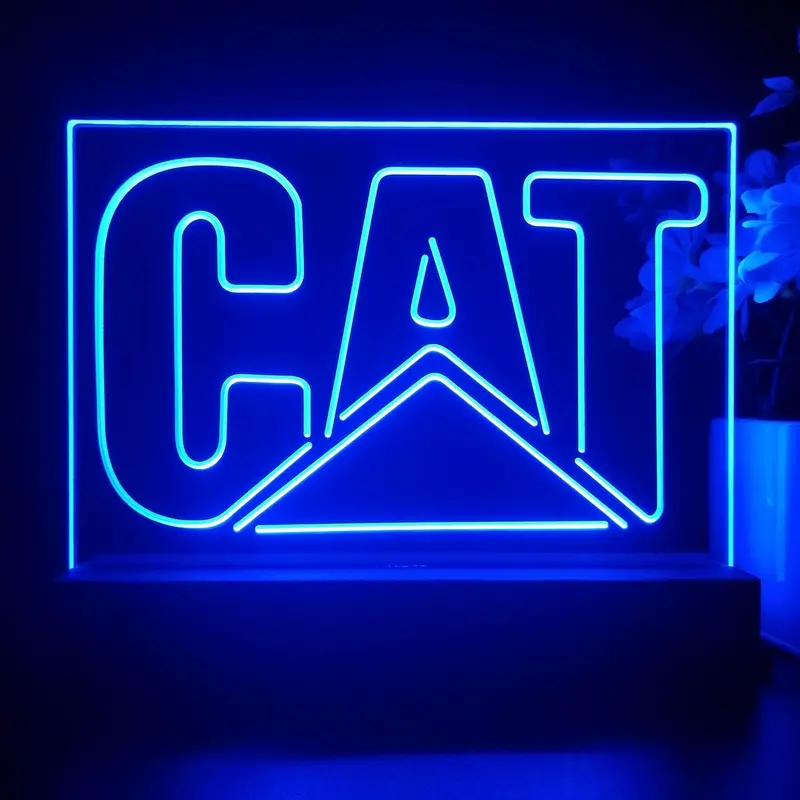 Cat Logo Garage 3D Illusion Night Light Desk Lamp 1