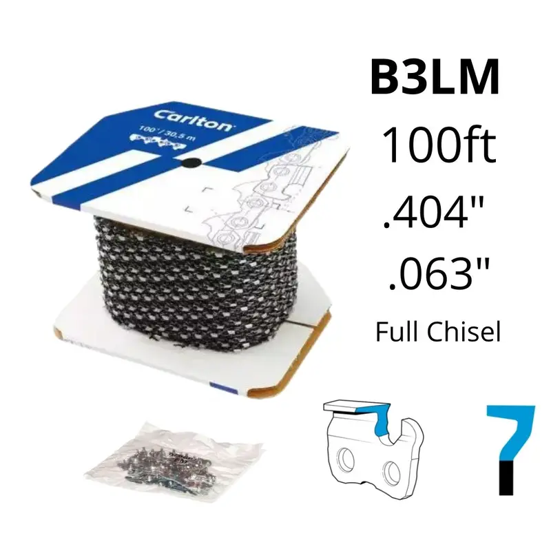 Chainsaw Chain Carlton® B3lm 100Ft .404" .063" Full Chisel 1