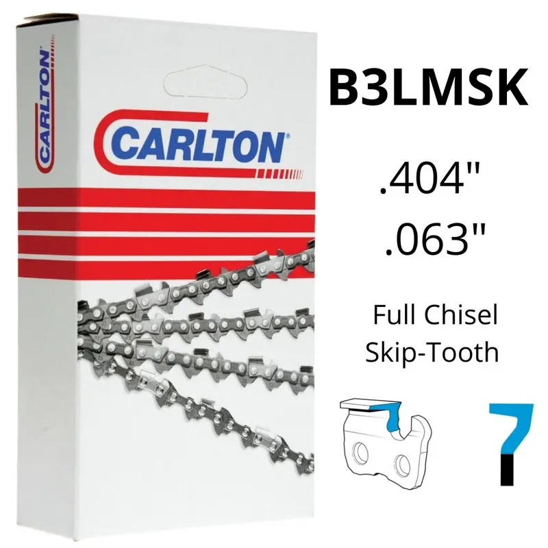 Chainsaw Chain Carlton® B3lmsk .404" .063" Skip-Tooth Full Chisel 1