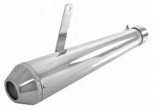 Chrome 17" Shorty Reverse Cone Megaphone Muffler 1-3/4" Inlet With Reducers 1