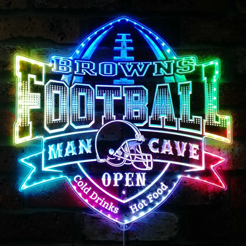 Cleveland Browns Football Man Cave Neon Led Sign With Dynamic Rgb Colors 1