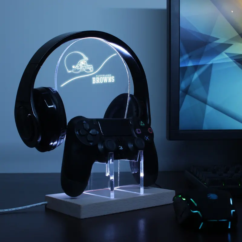 Cleveland Browns Led Gaming Headset Controller Stand 1