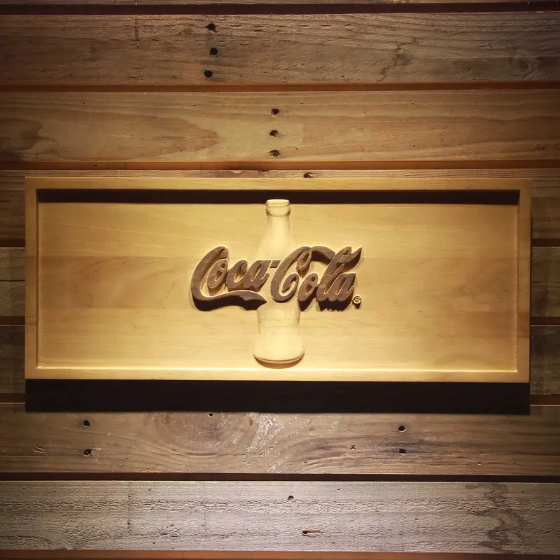 Coca-Cola Bottle 3D Solid Wooden Craving Sign 1