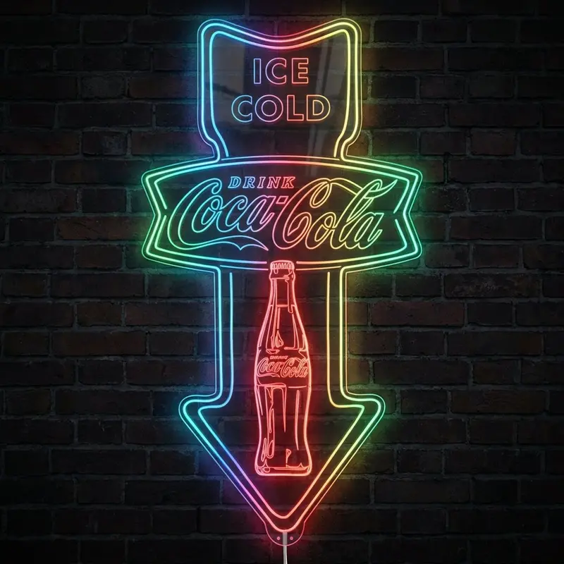 Coca Cola Ice Cold Drink Here Neon Led Sign With Dynamic Rgb Colors 1