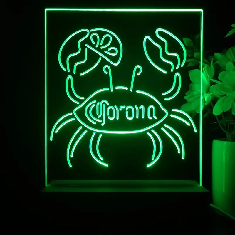 Corona Crab Lime Lemon Beer 3D Illusion Night Light Desk Lamp 1