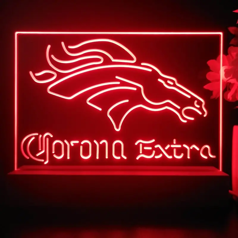 Corona Extra Bar Denver Broncos Est. 1960 Night Light Pub Bar Lamp 1