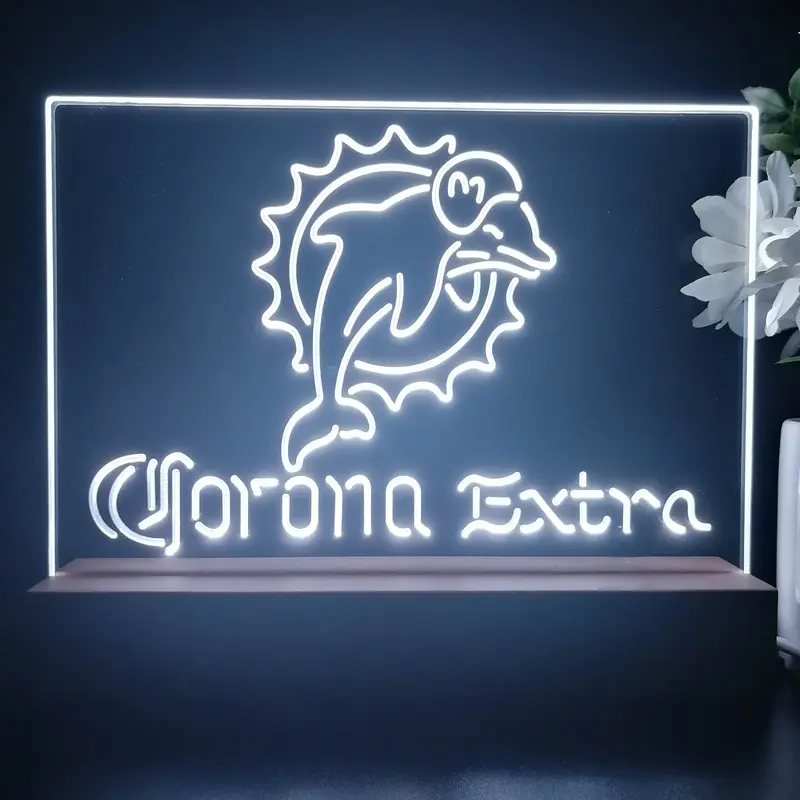 Corona Extra Bar Miami Dolphins Est. 1966 Night Light Pub Bar Lamp 1