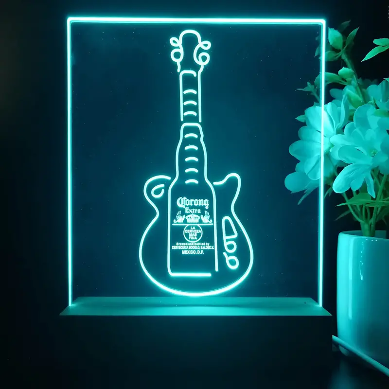 Corona Extra Guitar Bottle Night Light Neon Pub Bar Lamp 1
