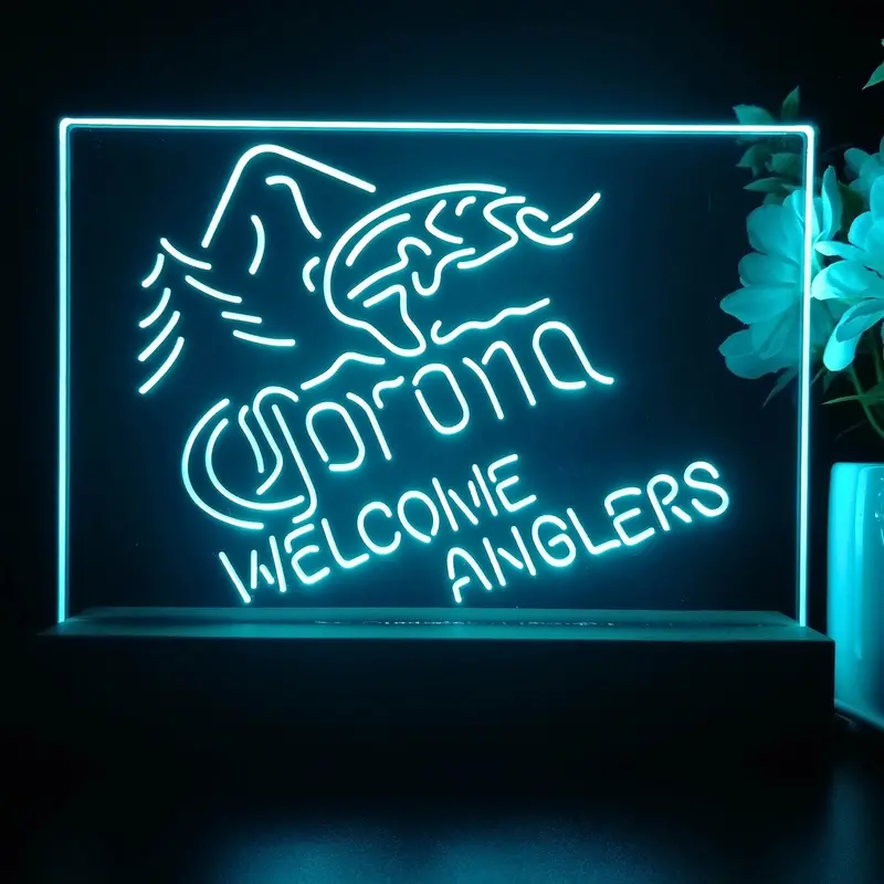 Corona Fishing Welcome Anglers Neon Sign Pub Bar Lamp 1