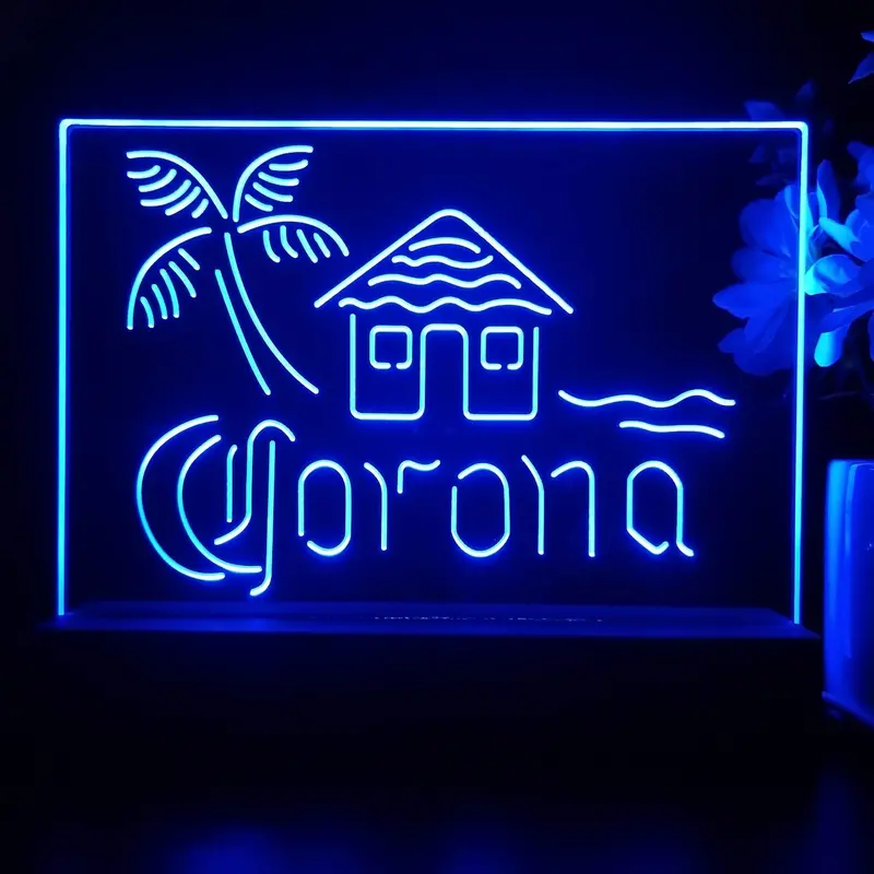 Coronas Cabin Island Palm Tree Neon Sign Pub Bar Lamp 1
