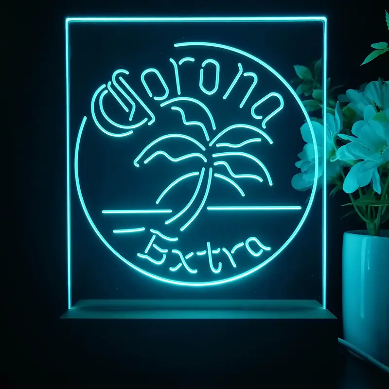 Coronas Palm Tree Island Circle 3D Illusion Night Light Desk Lamp 1