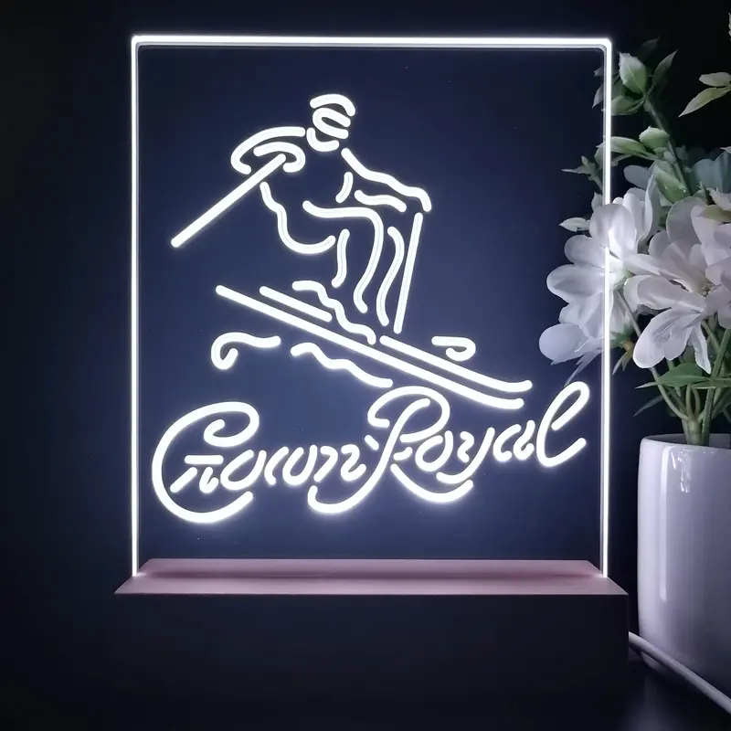 Crown Royal Ice Skiing Night Light Neon Pub Bar Lamp 1