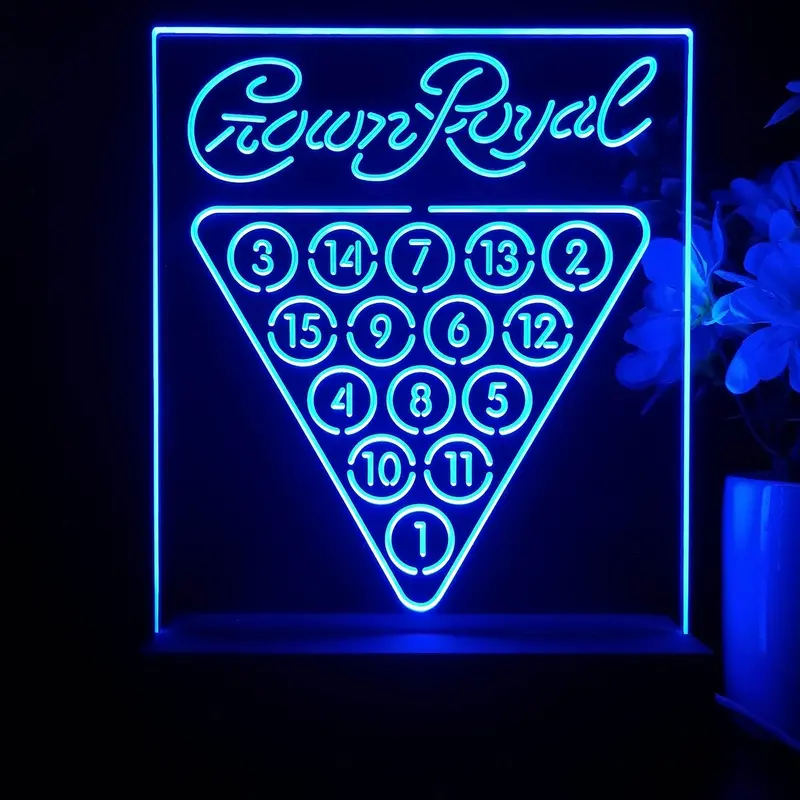 Crown Royal Pool Snooker Billiard Room 3D Illusion Night Light Desk Lamp 1