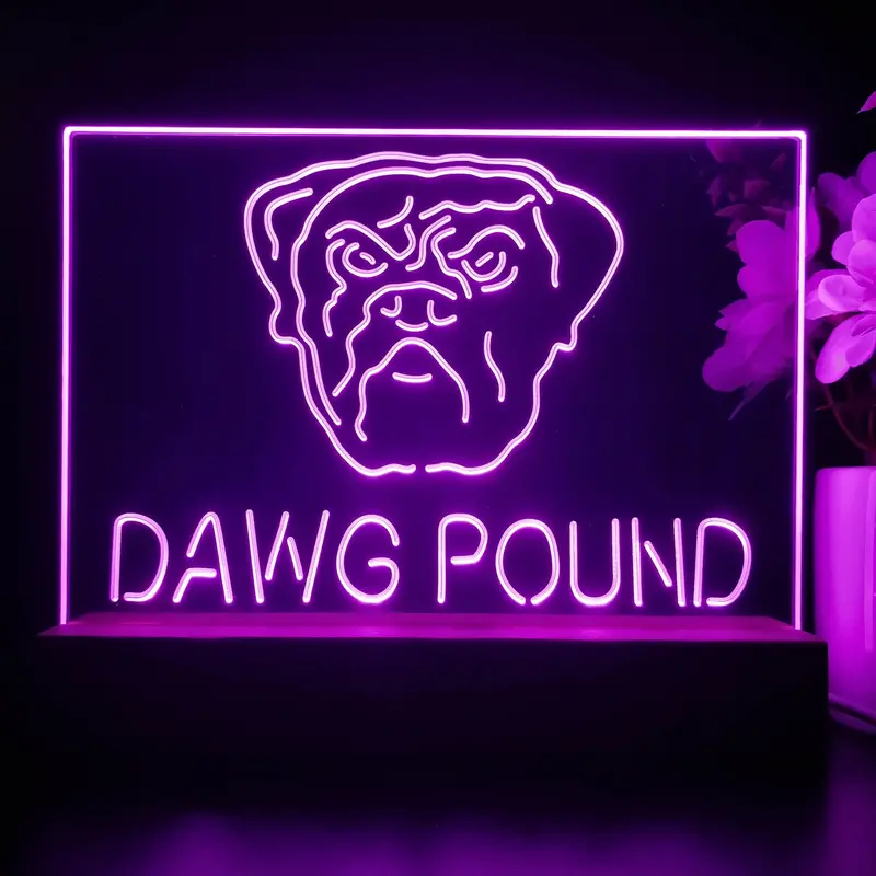 Dawg Pound Cleveland 3D Illusion Night Light Desk Lamp 1
