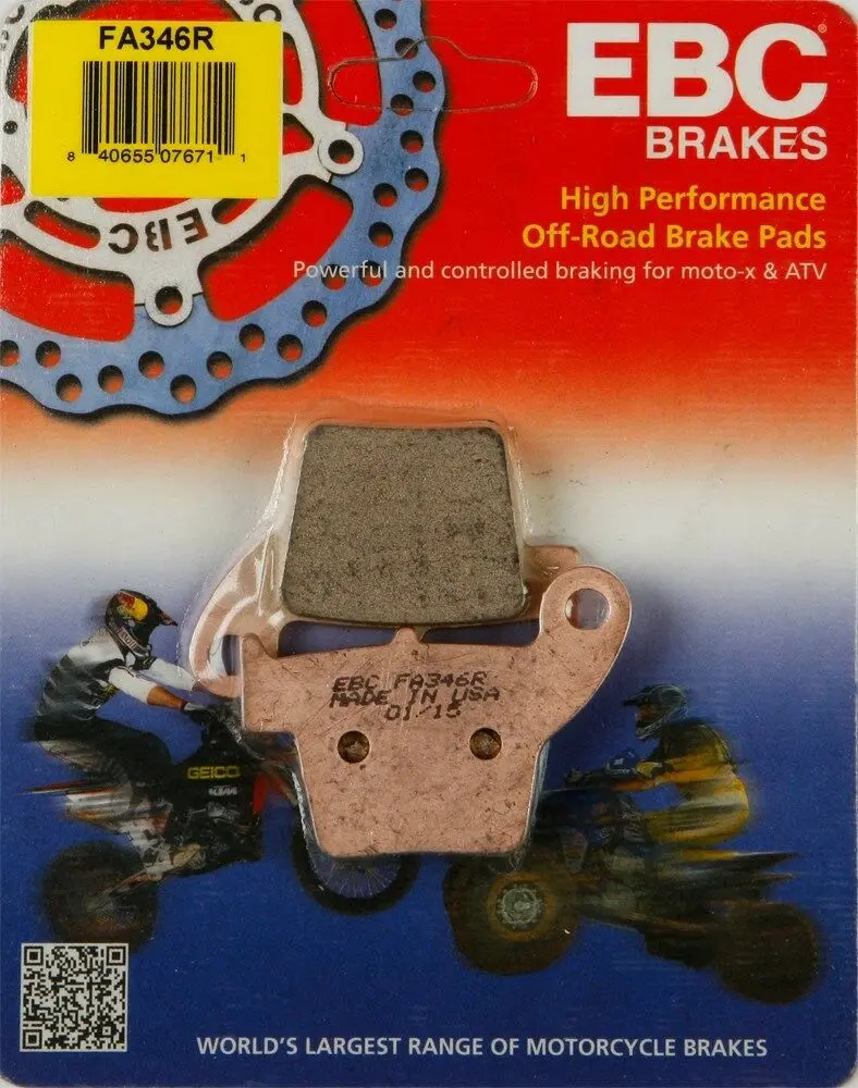 Ebc Fa346r R Sintered Brake Pads Honda Cr125r Cr250r 02-07, Crf150r 07-14 Rear 1