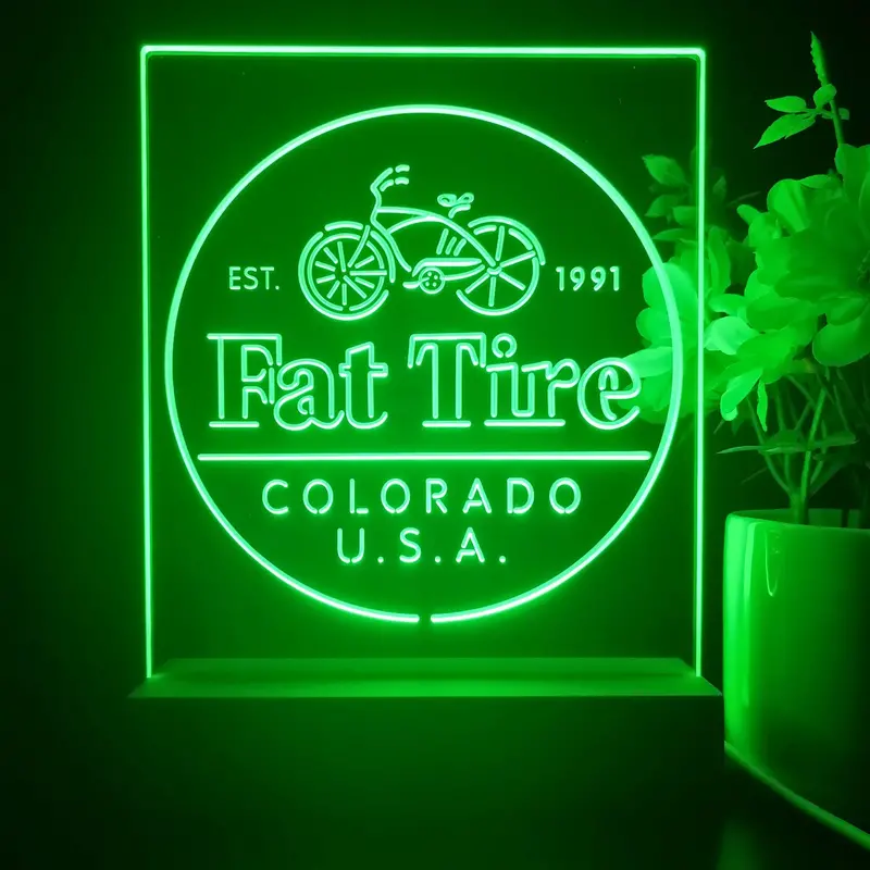 Fat Tire Est. 1991 Colorado Usa 3D Illusion Night Light Desk Lamp 1