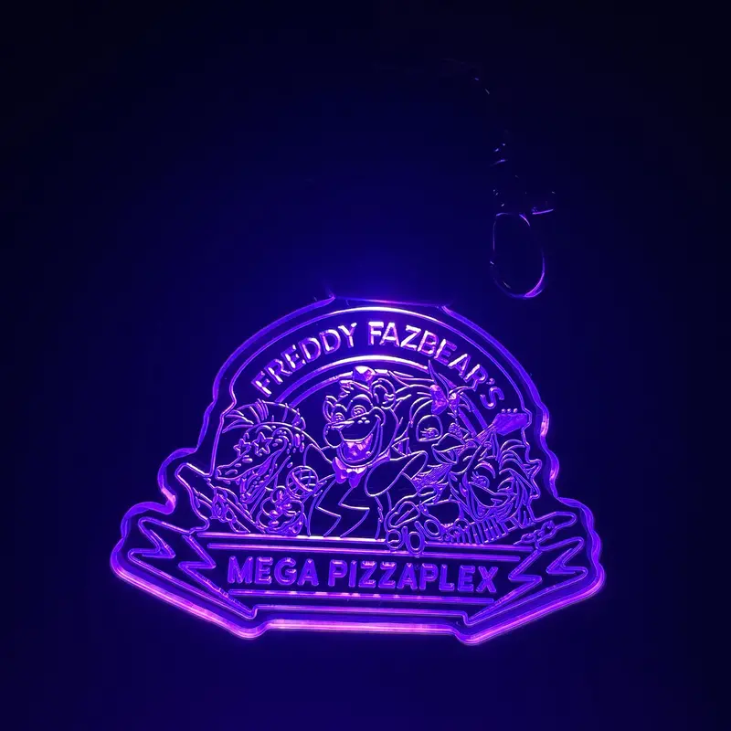 Five Nights At Freddys Mega Pizzaplex Led Light Acrylic Keychain , Christmas Tree Ornament 1